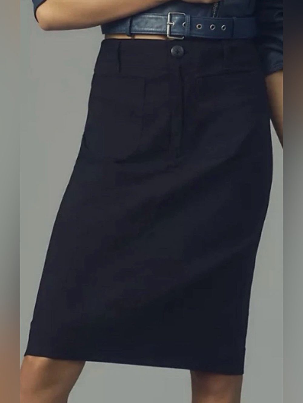 Anthropologie Maeve Colette Black Utility Knee-Length Skirt Size XS